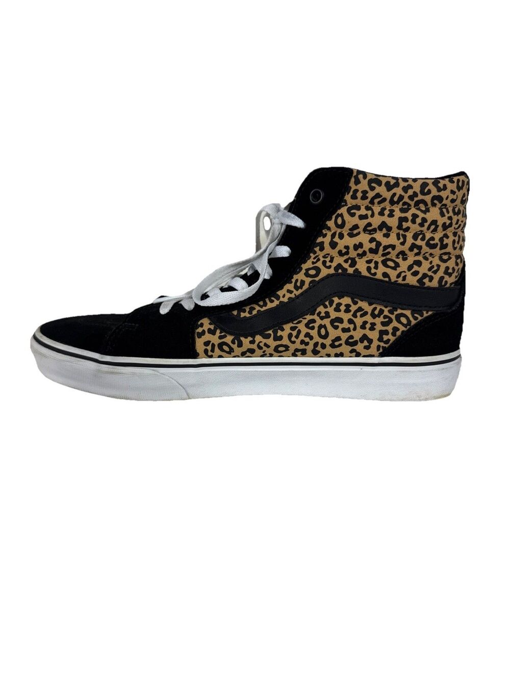Vans SK8 Hi Leopard Print Black Suede High Top Skate Shoes Womens 11 Streetwear